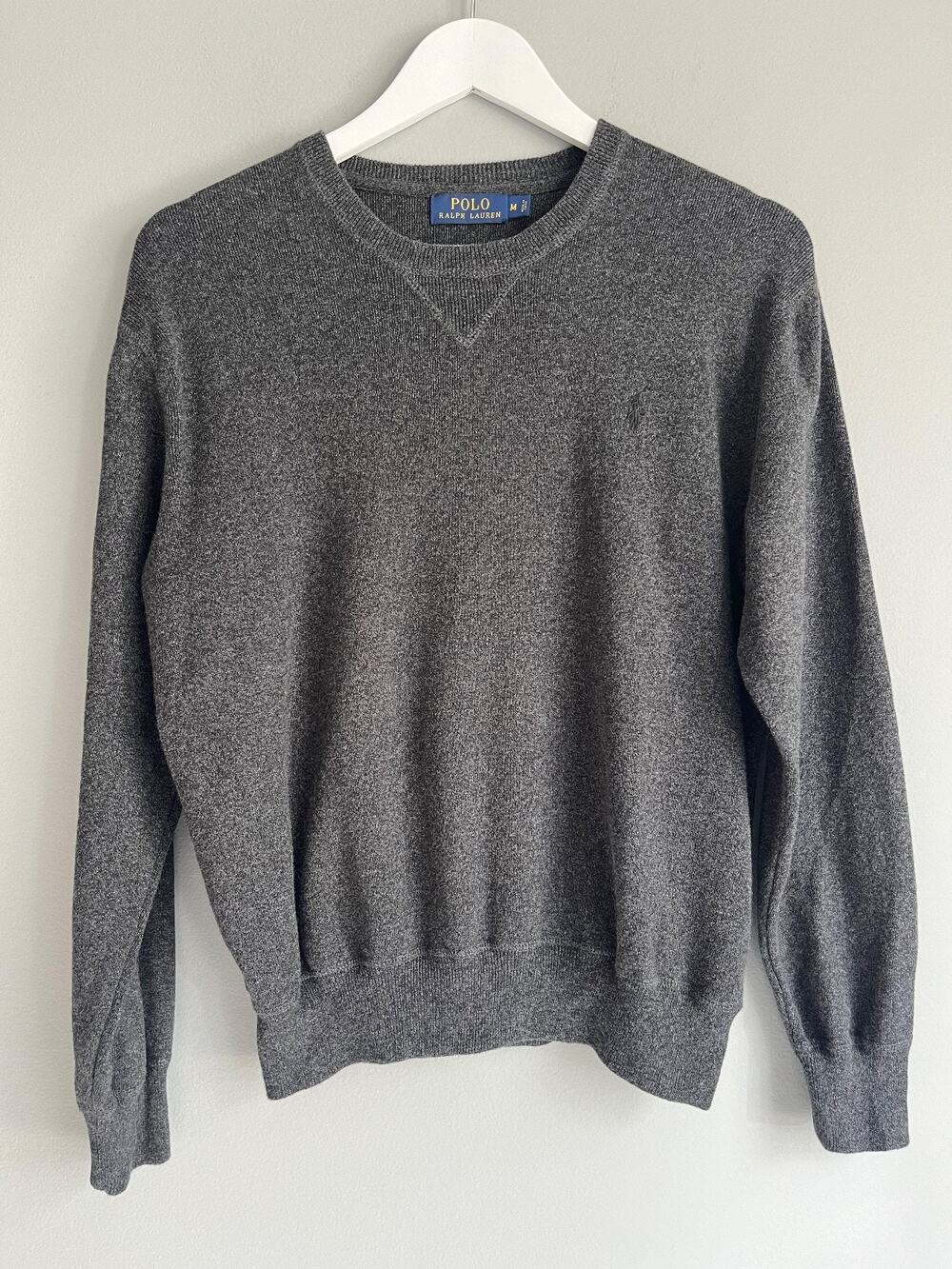 Polo Ralph Lauren Men's Cotton Crewneck Sweater M Charcoal Gray Old Money Preppy